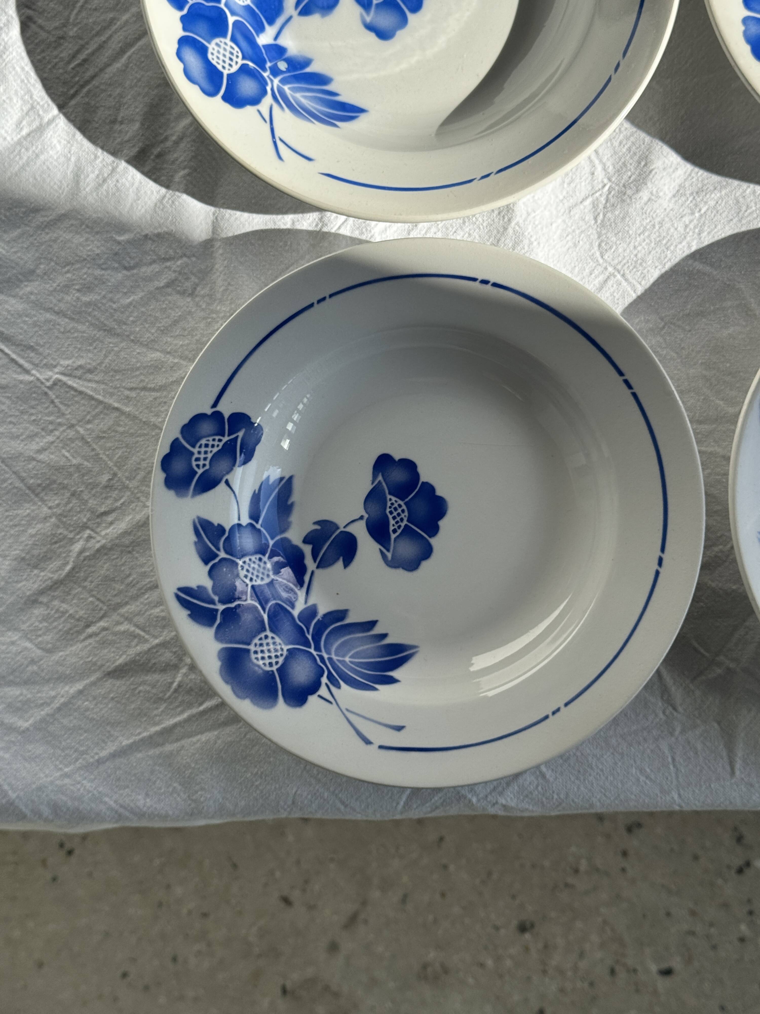 Set of 14 antique deep plates Moulin des Loups Hamage Model Edmond