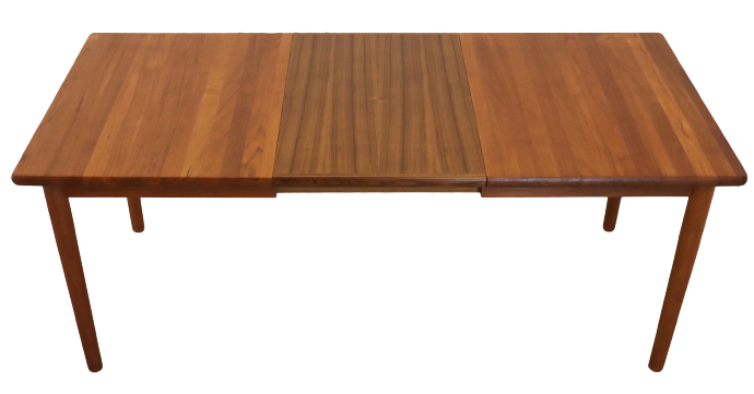 Vintage mid century modern KS Denmark rectangular teak extendable dining table 'Marbjerg'