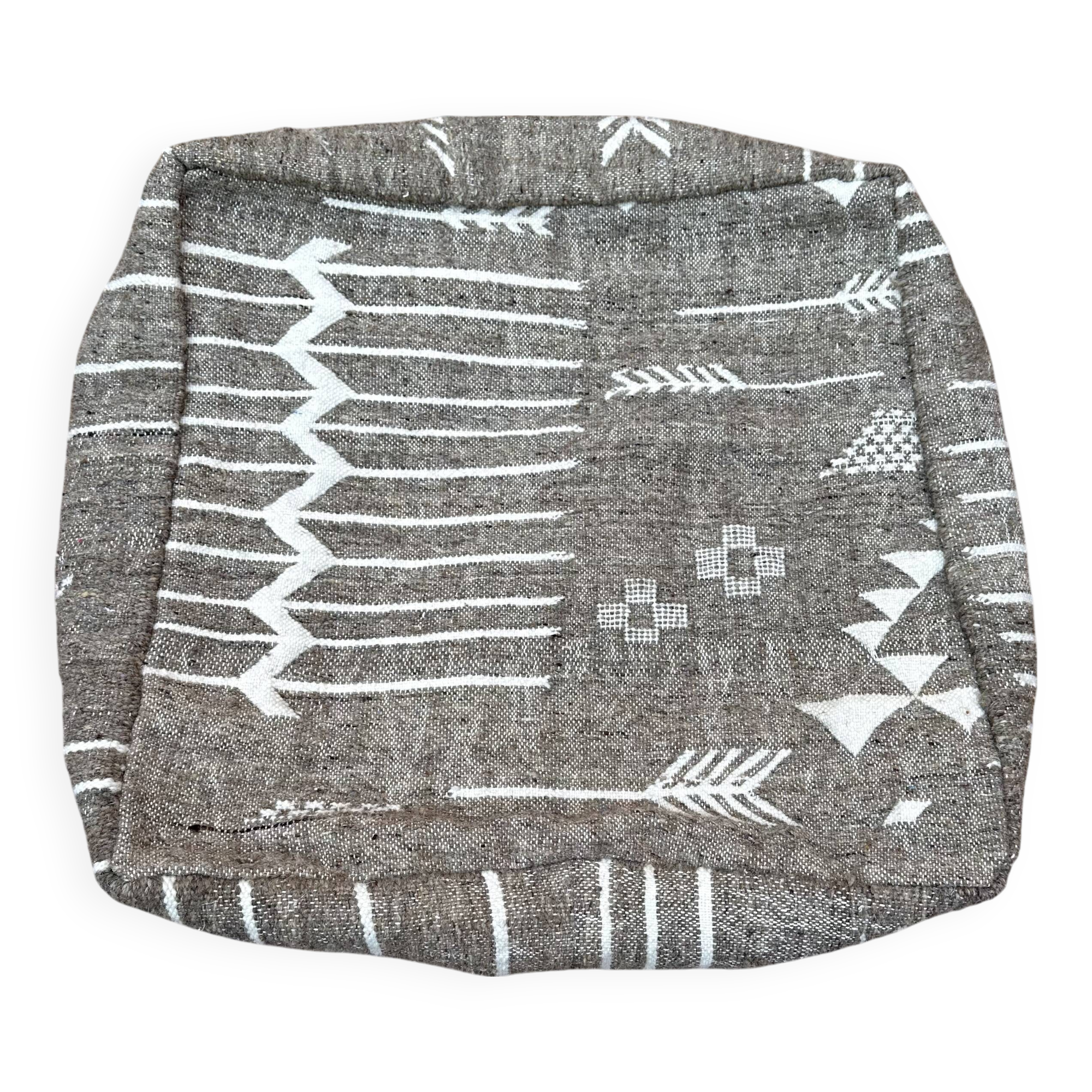 Handmade Berber Kilim Pouf, Floor Cushion