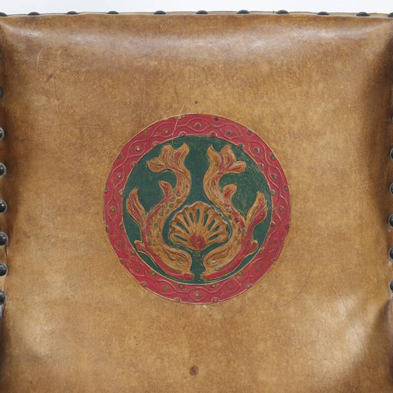 Set of Two Antique Leather Armchairs