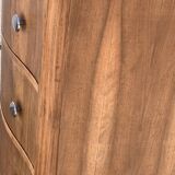 High art deco chest of drawers with mustache feet in raw walnut, 1930s