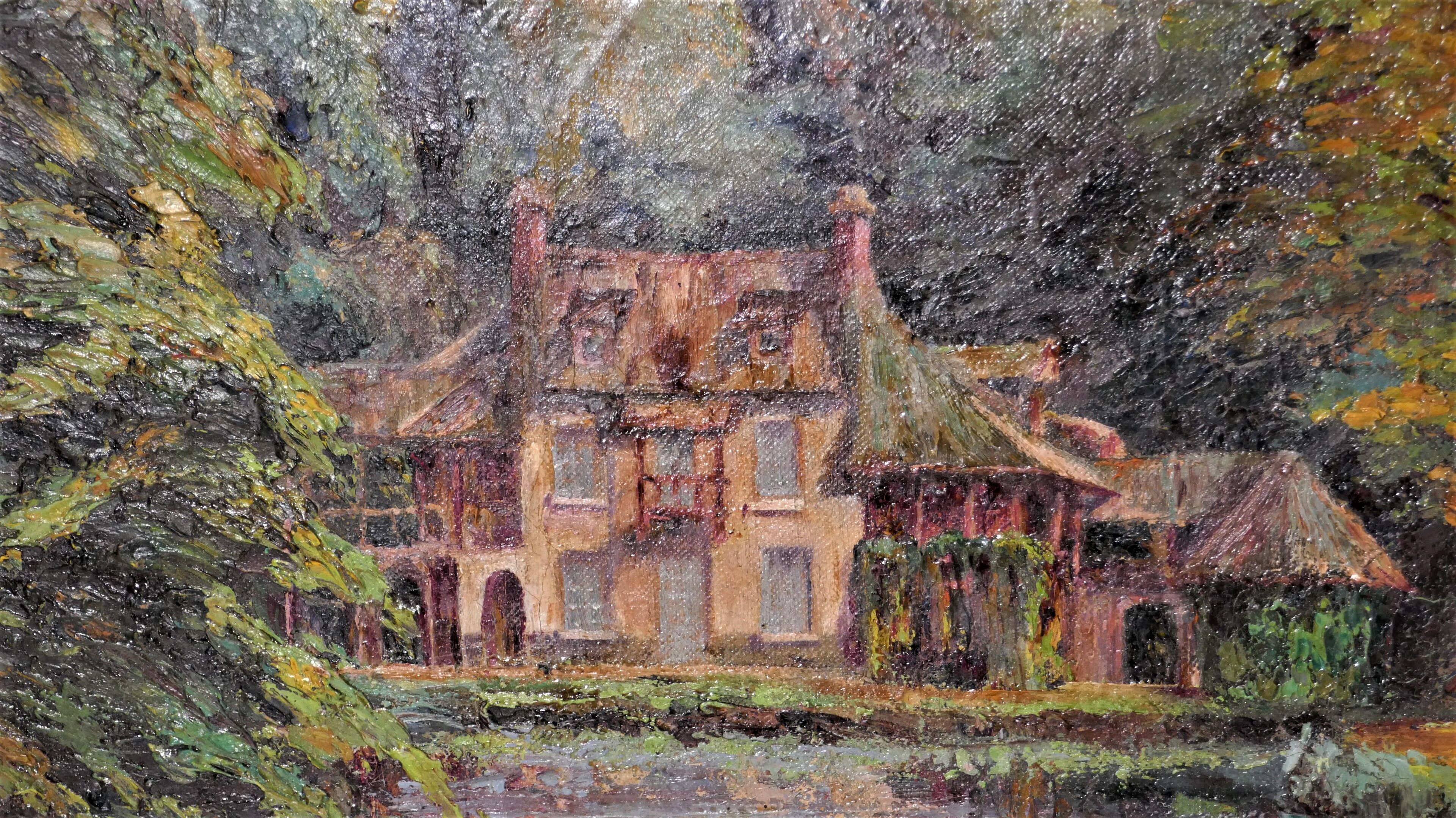 Ancient painting "The Lord's House" landscape signed