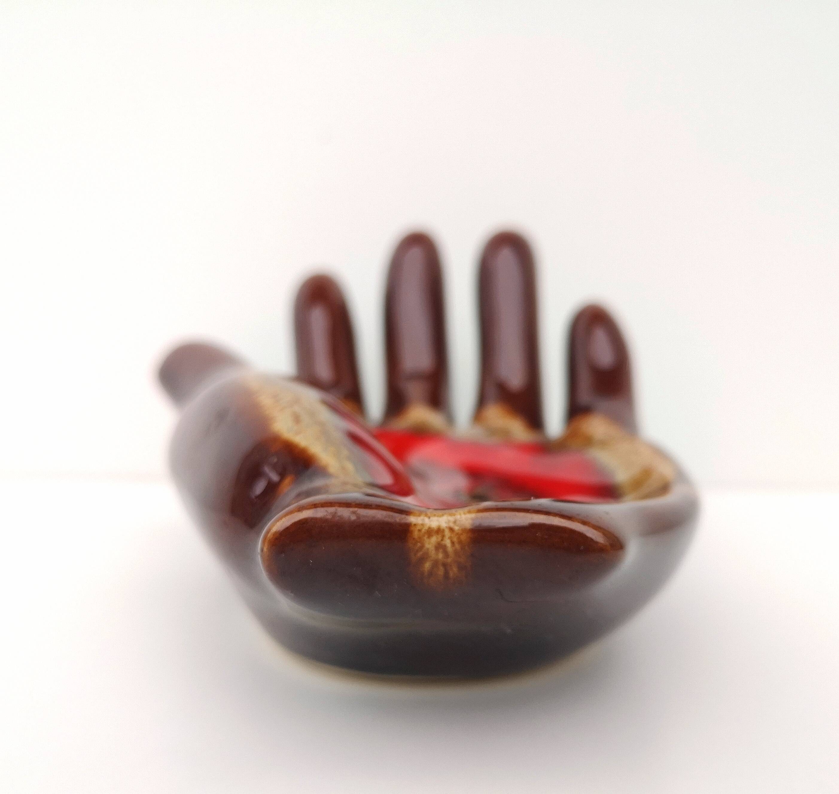 Vintage hand glazed ceramic ashtray