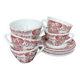 5 cups and 5 saucers Rivanel in red opaline from the 1970s.