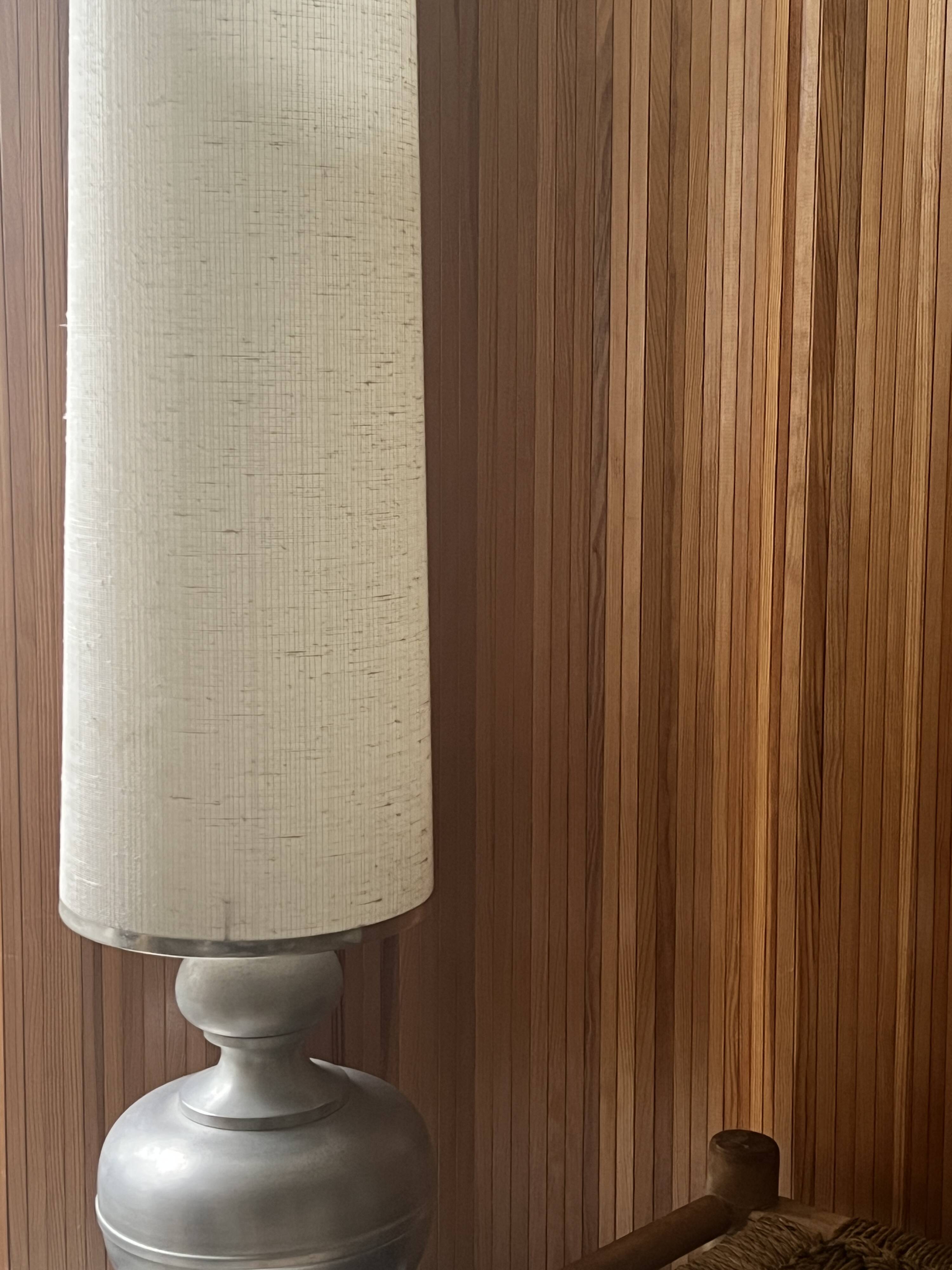 Lampe de sol en métal brossé Philippe Barbier, design 1970