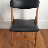 Set of 2 folding chairs in wood and skai