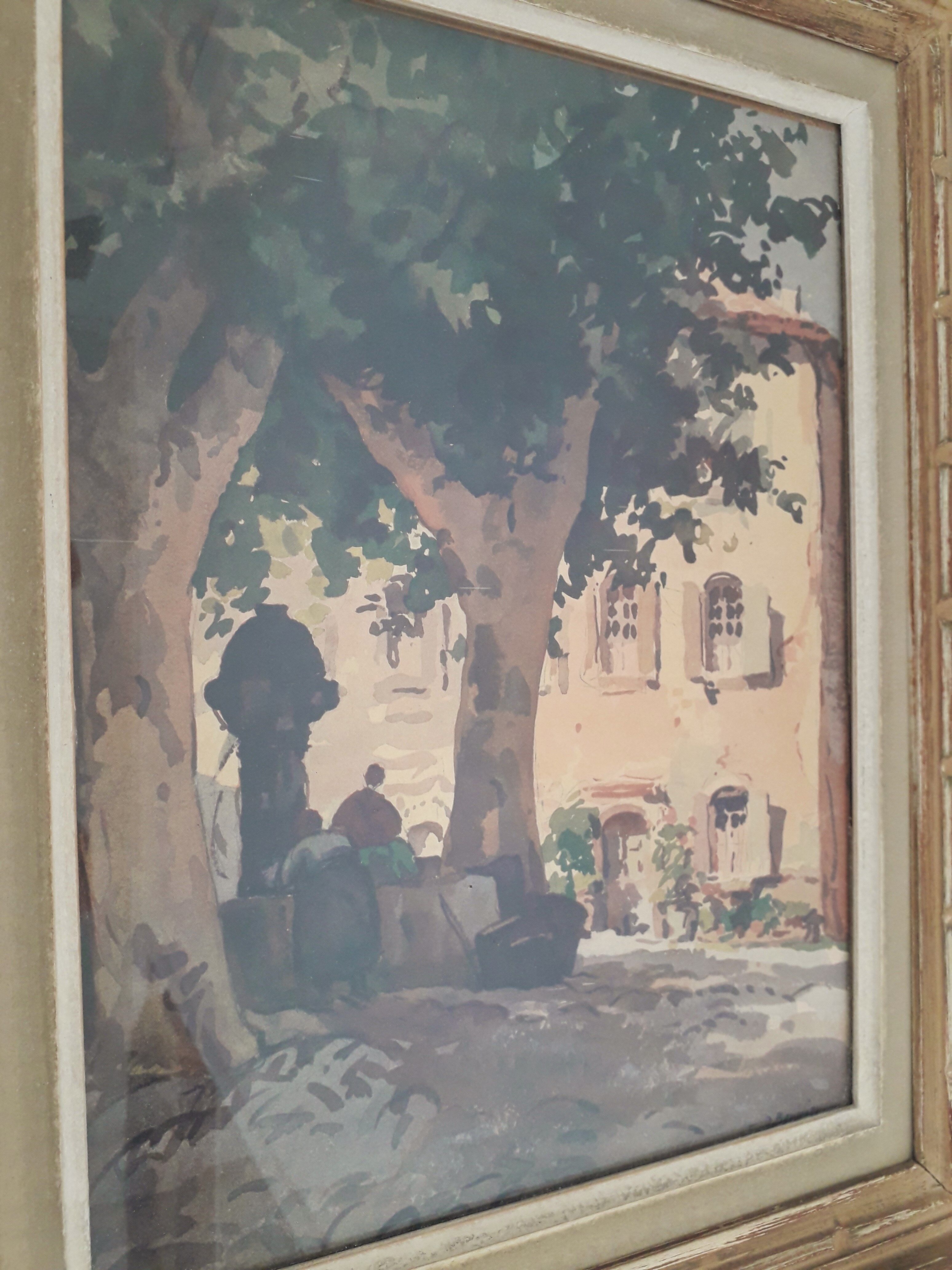Gouache painting on cardboard signed a.Bernier - Framed under glass - 1970-80
