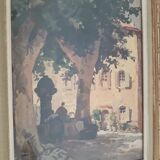 Gouache painting on cardboard signed a.Bernier - Framed under glass - 1970-80