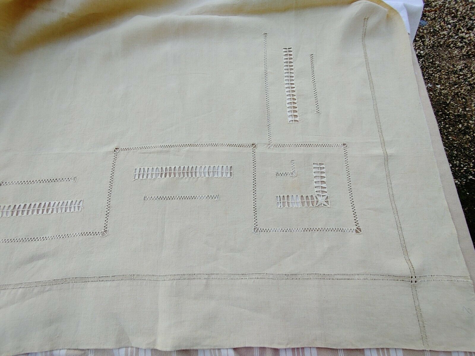 Old great days sheet & returns ecru linen canvas - (circa 1900) never used 228 x 290 cm