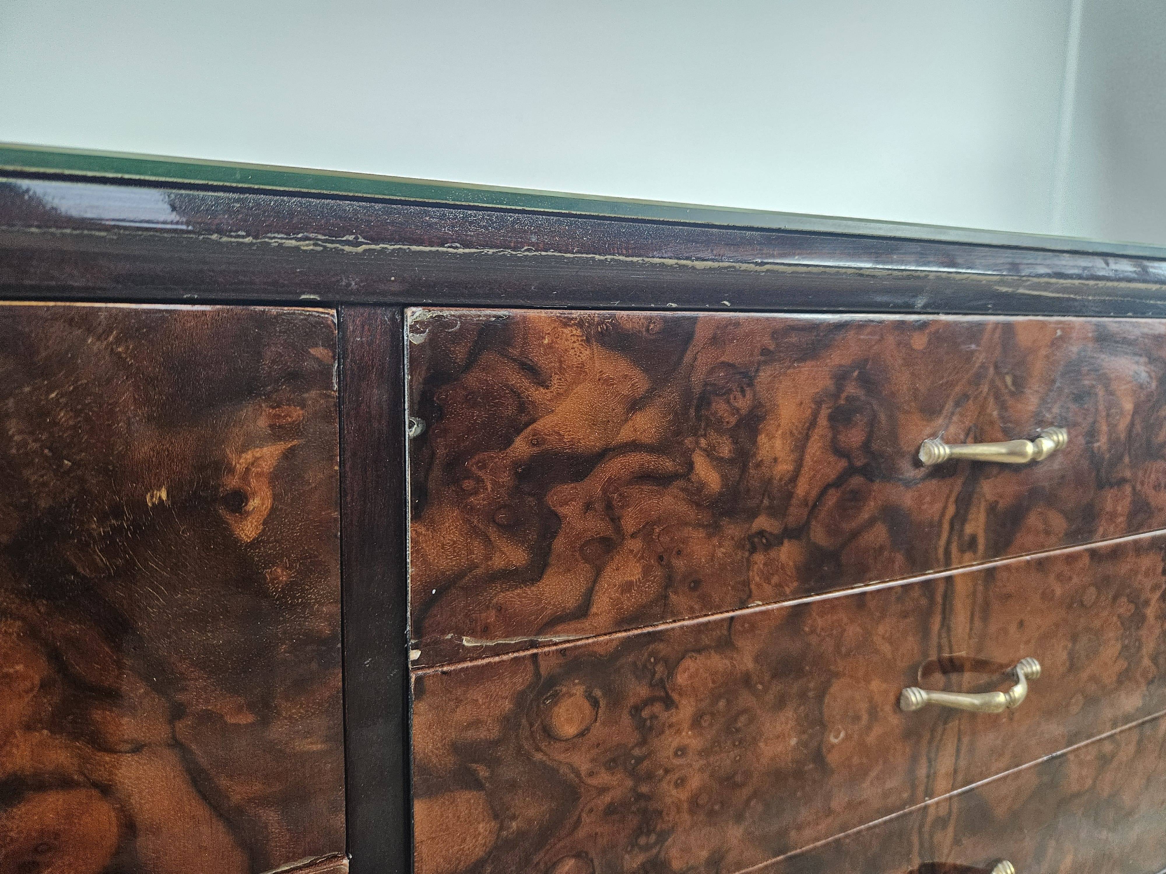 Mid Century 70's Chest of Drawers with Glass Top