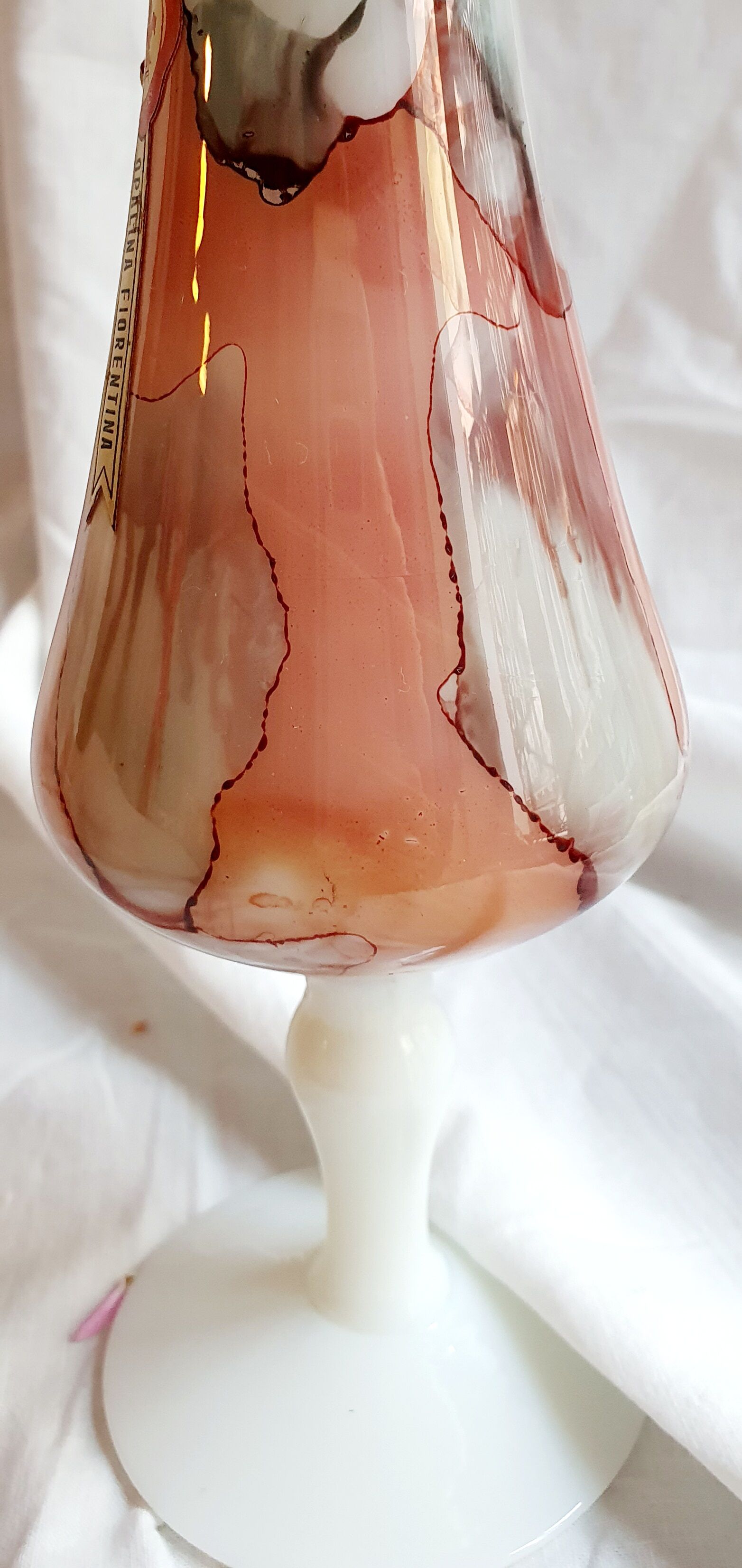 Opaline vase Florentine Stelvia marbled pink