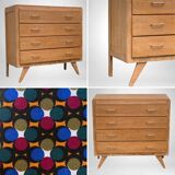 Chest of drawers feet compass raw wood 1950