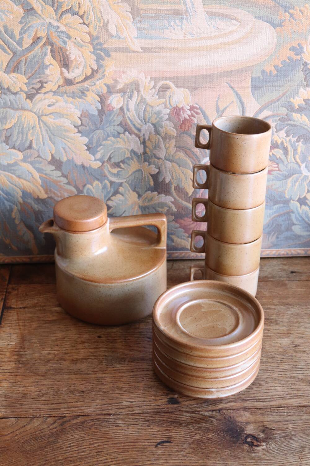 Tea or coffee service in stoneware – Brenne, Stoneware from France