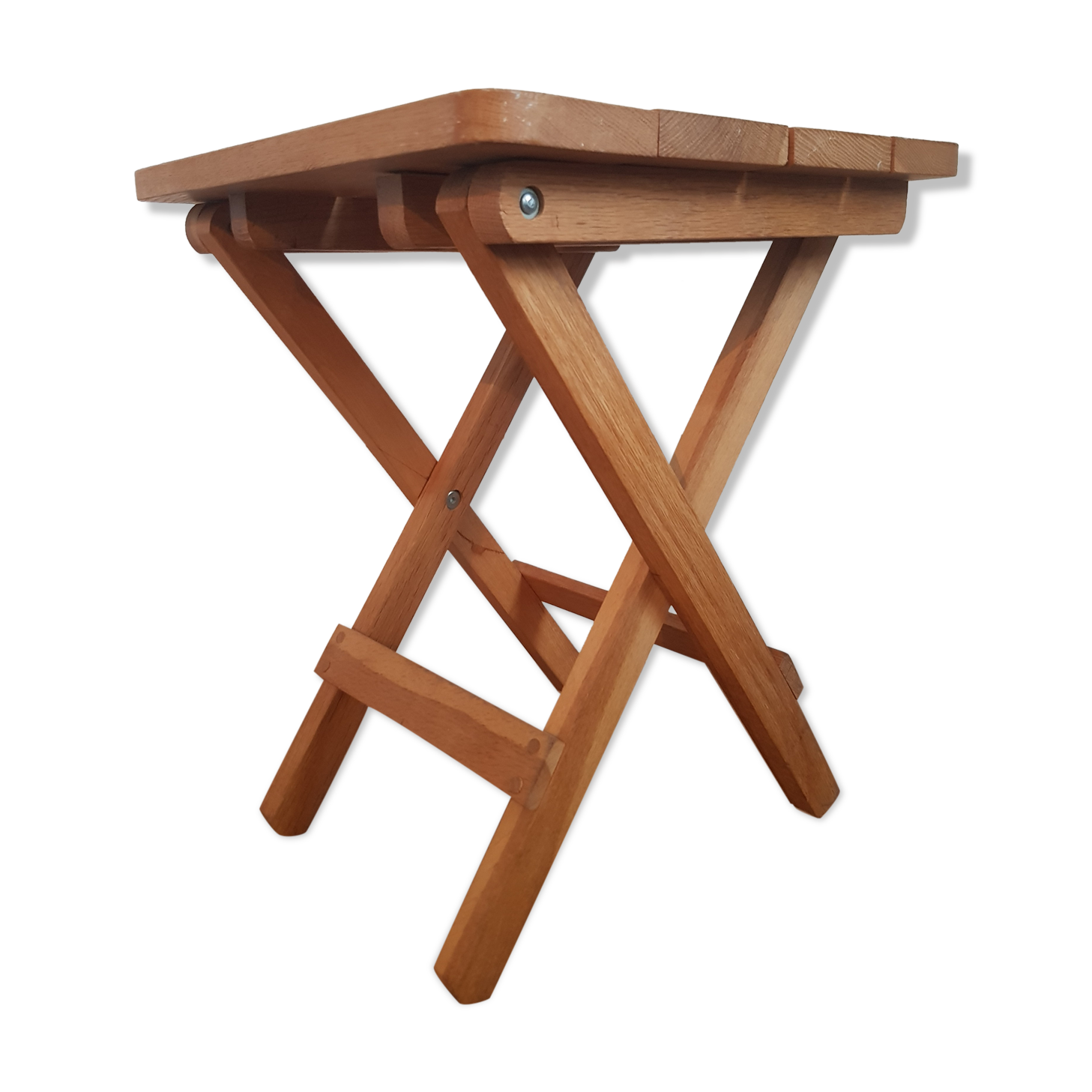 Folding stool made of solid wood