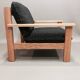 Wide armchair Scandinavian solid oak design 1960