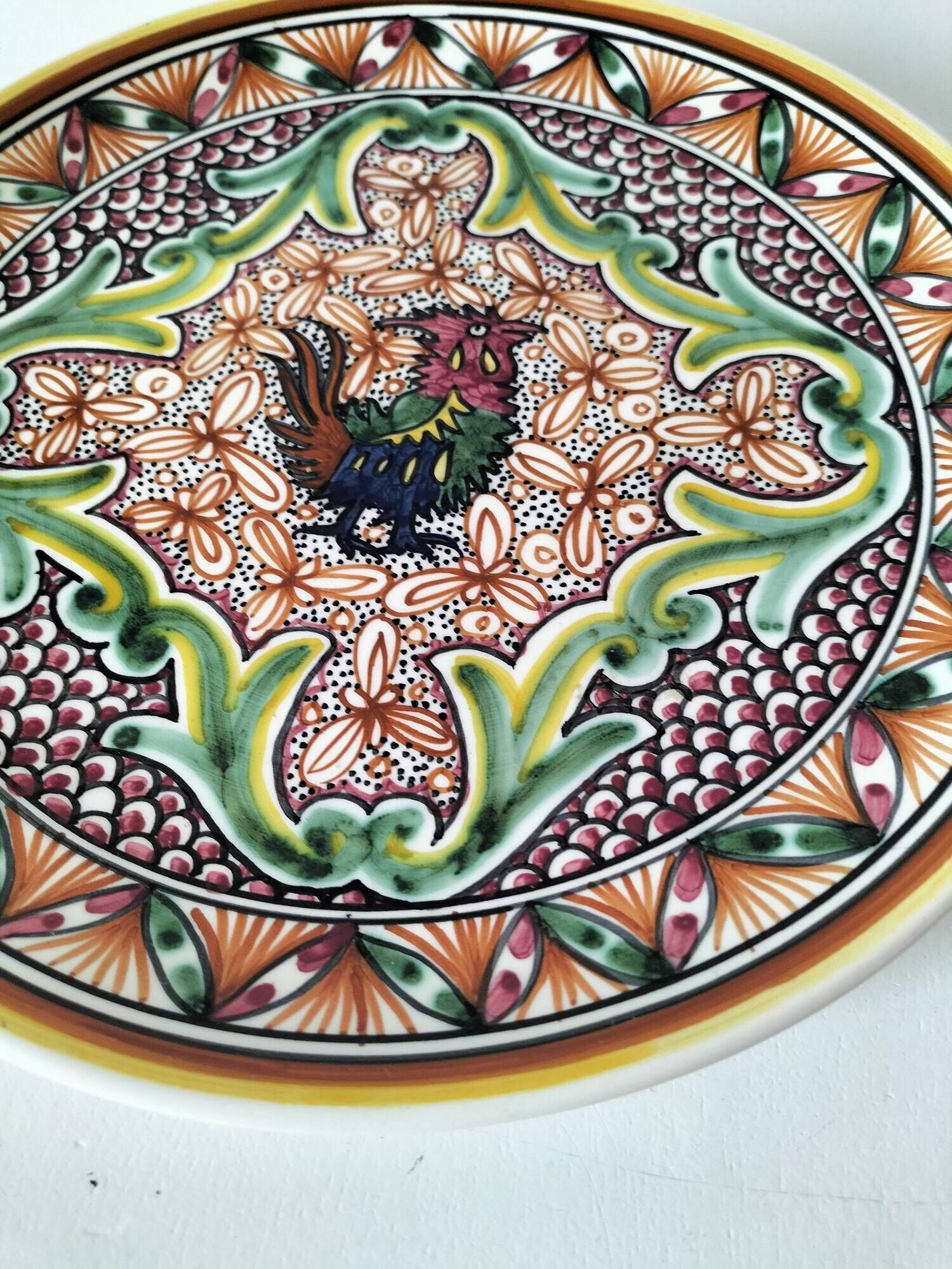 Assiette portugaise Nazari peinte main au coq