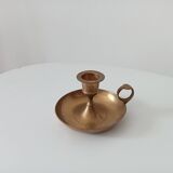 Vintage golden brass hand candle holder
