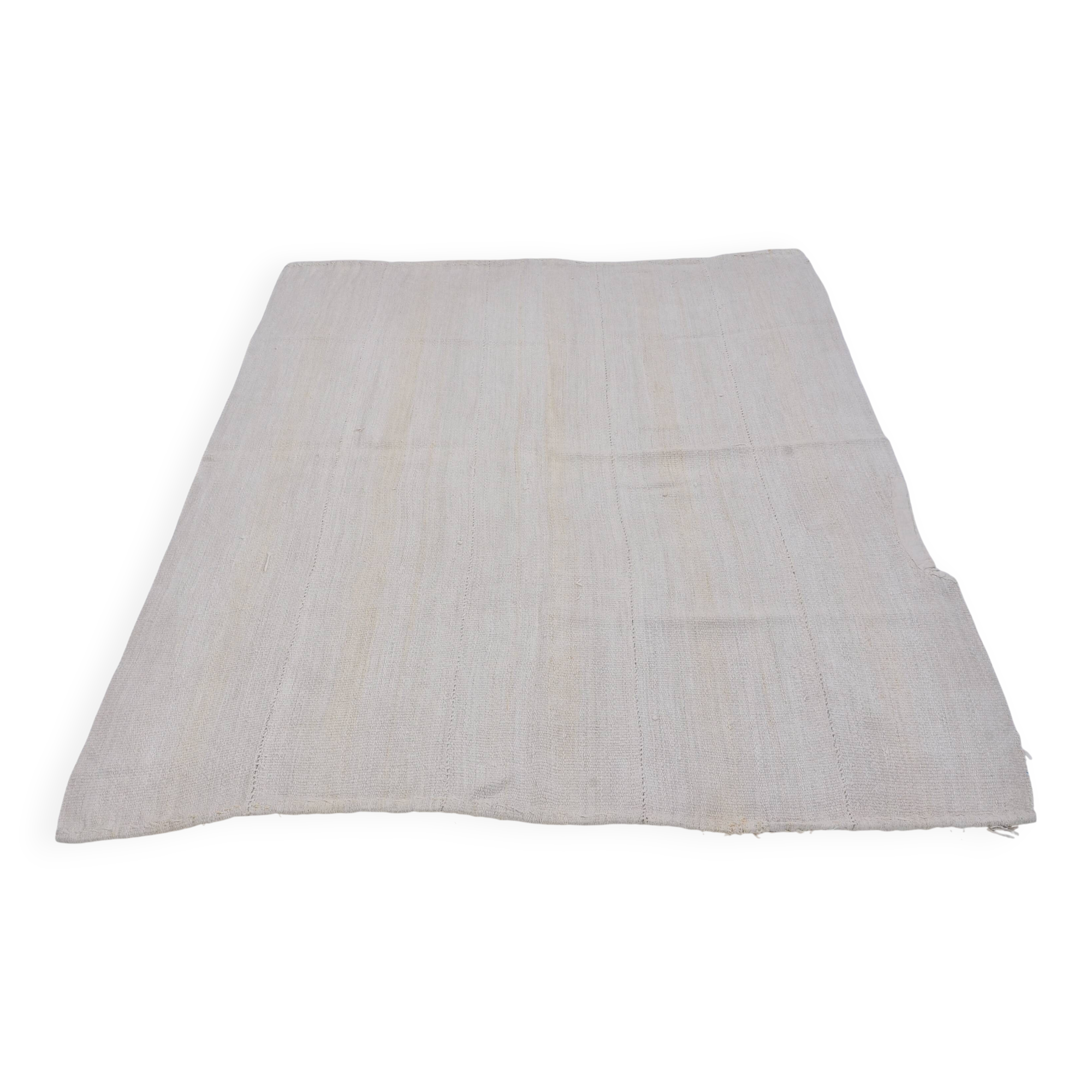 White Anatolian Handwoven Hemp Rug sku 3653