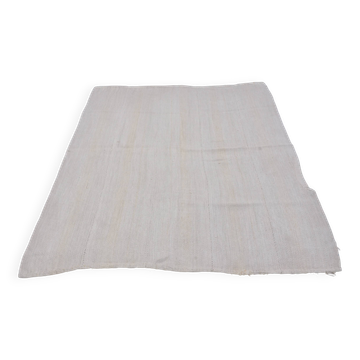 Tapis d'Anatolie en chanvre blanc tissé à la main
