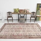 5x9 Shades Of Pink Brown Bordered Classic Wool Vintage Rug, 168x268Cm