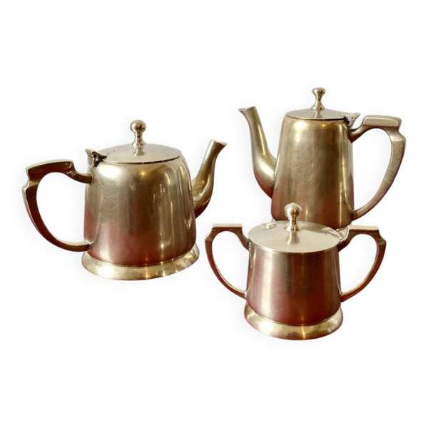 Ancien service à thé et café Art déco en métal argenté