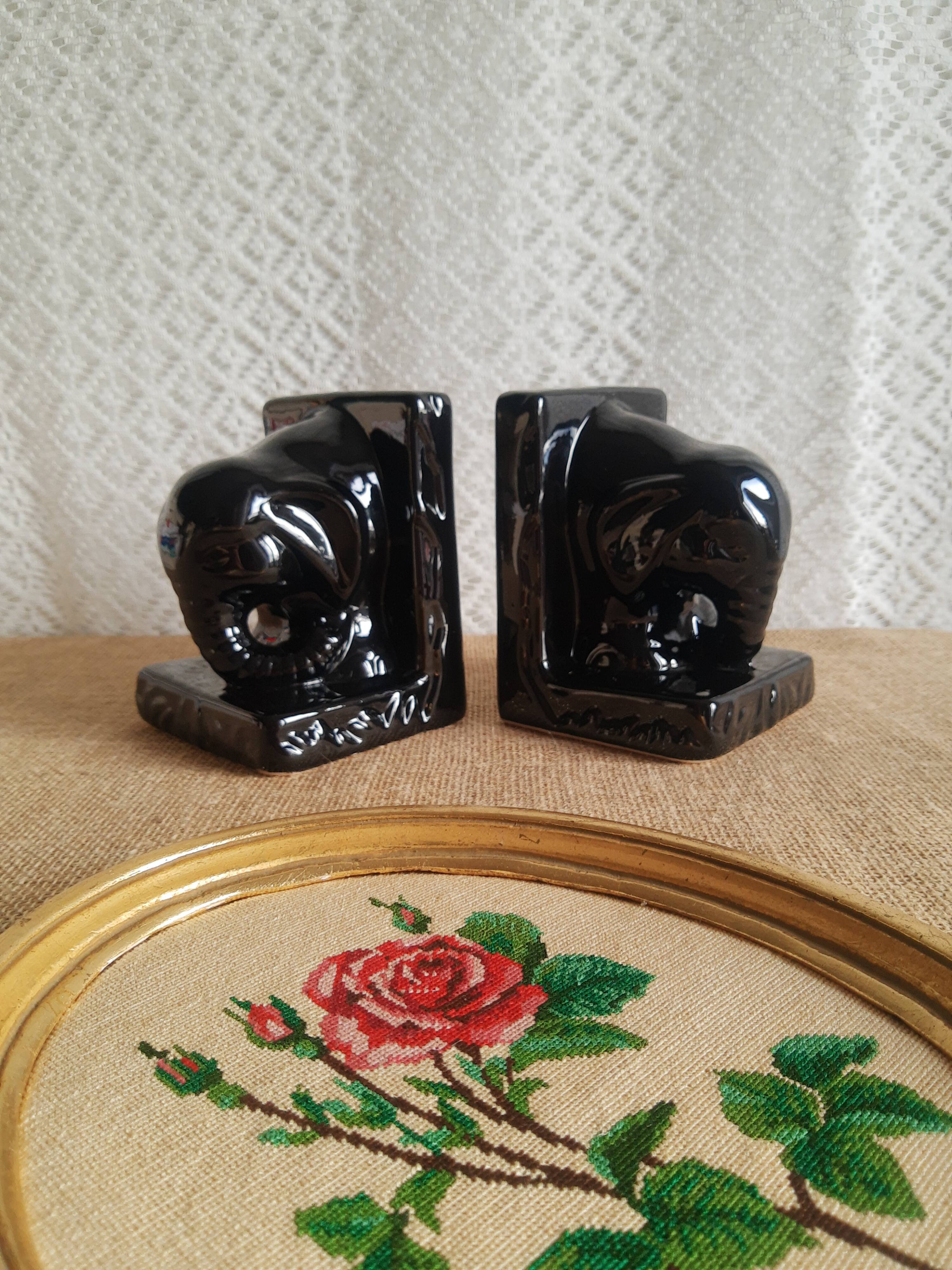 Pair of greenhouse books ceramic vintage elephant