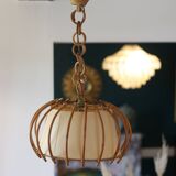 Vintage rattan and paper pendant light