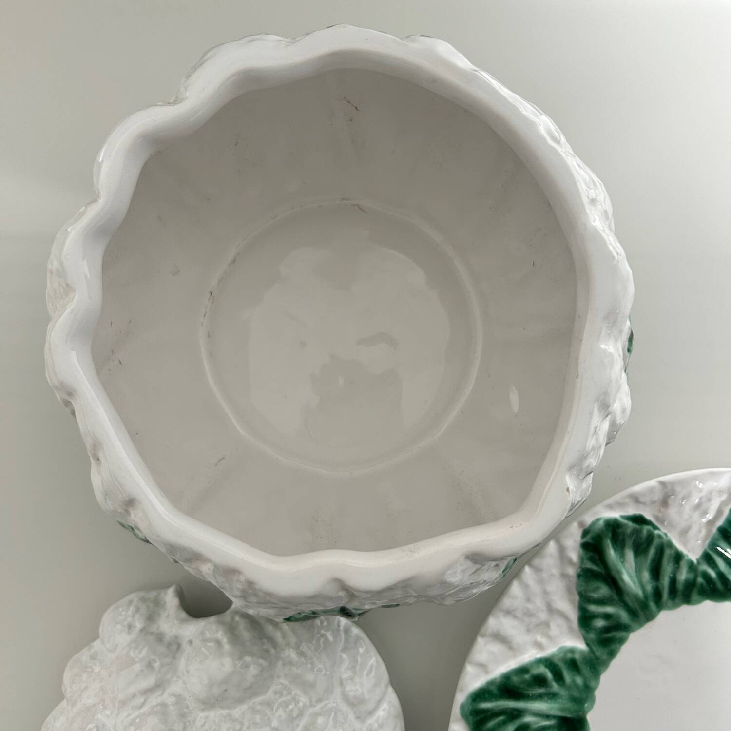 Cauliflower soup tureen in slipware