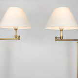 Paire de lampadaires modulables en laque et laiton 1970s