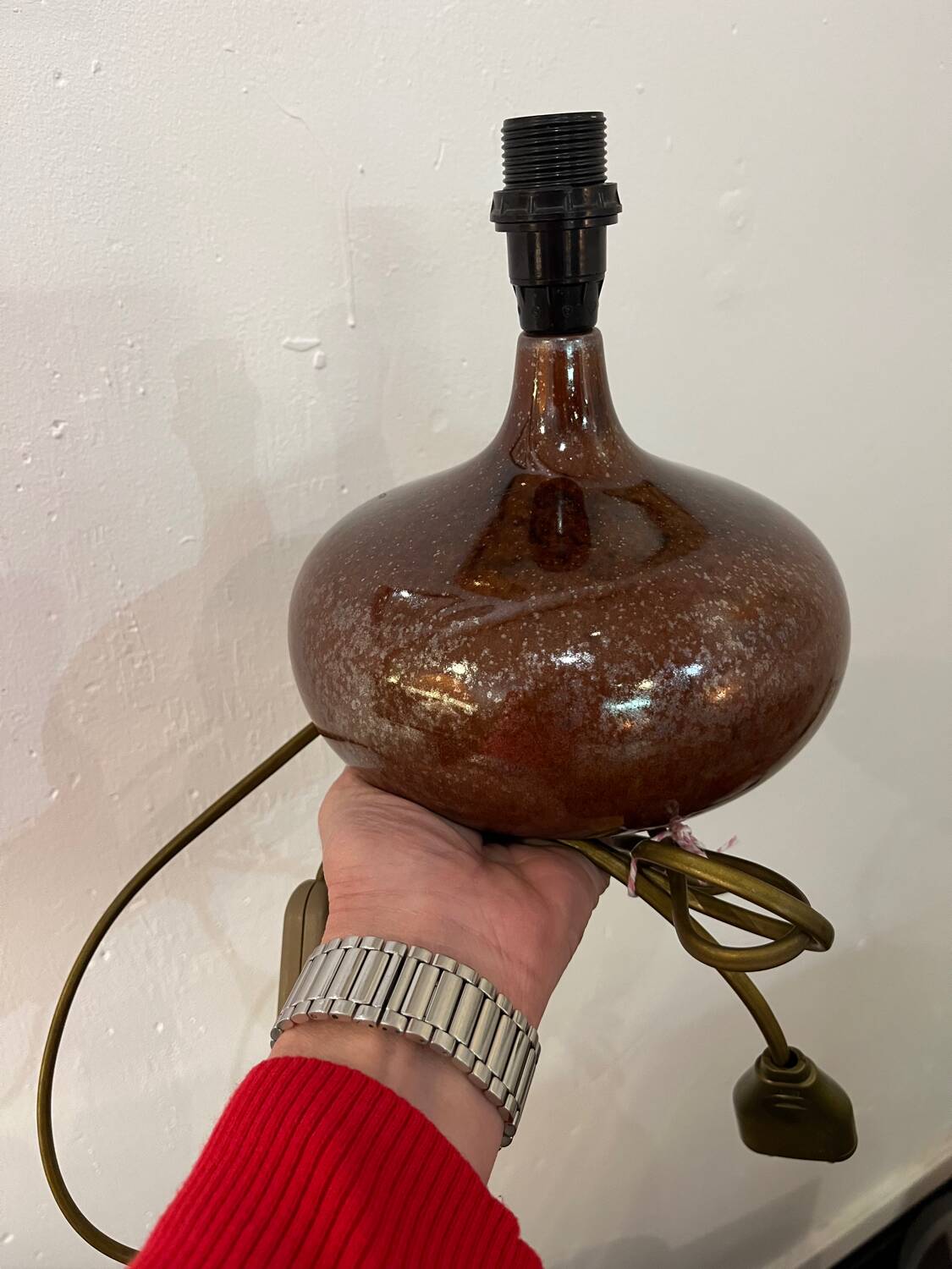 Glazed earthenware lamp base