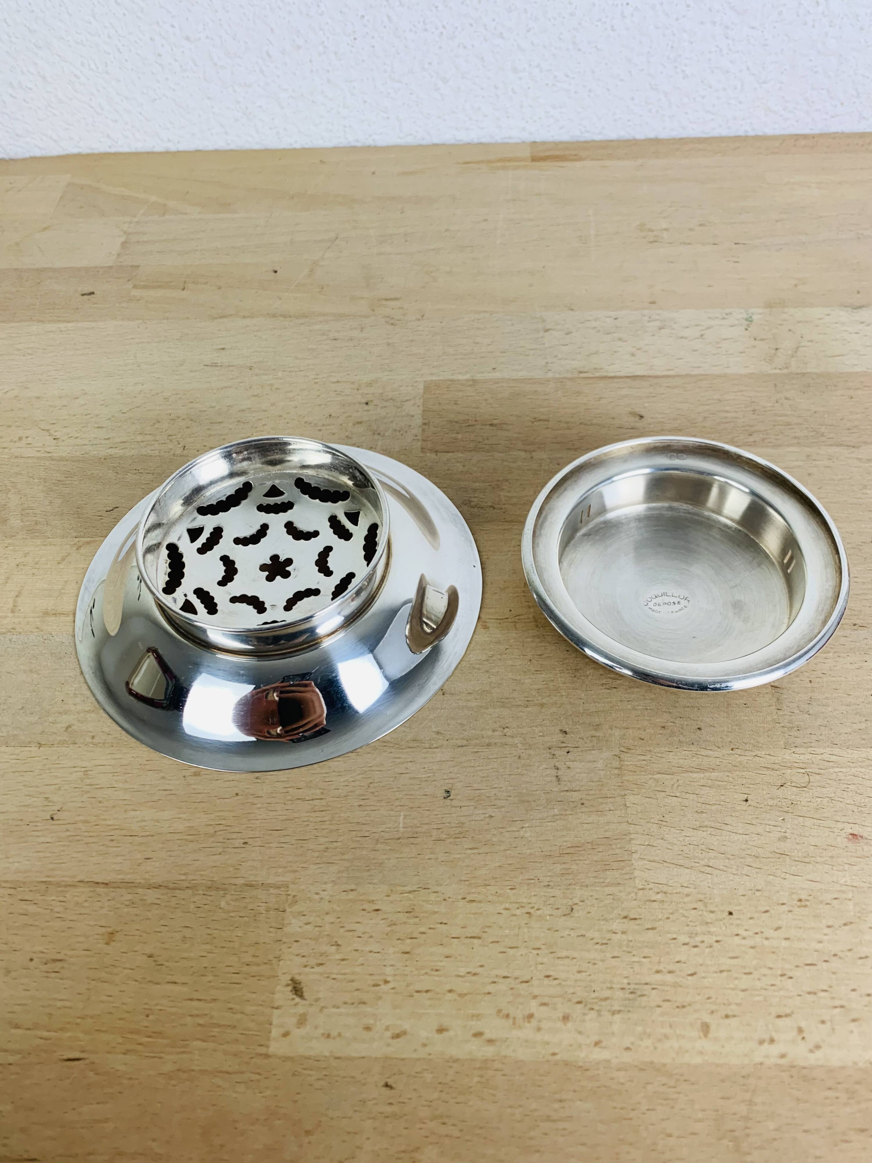 Coquillor silver metal butter dish