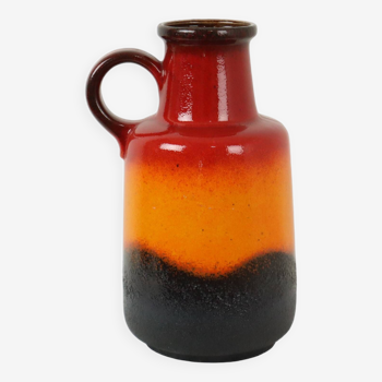 Vase fat lava allemagne de l’ouest faïence scheurich orange rouge noir 408-40