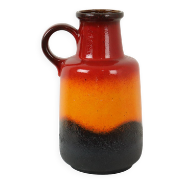 Fat Lava West Germany Vase Earthenware Scheurich Orange Red Black 408-40