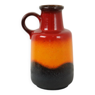 Fat Lava West Germany Vase Earthenware Scheurich Orange Red Black 408-40