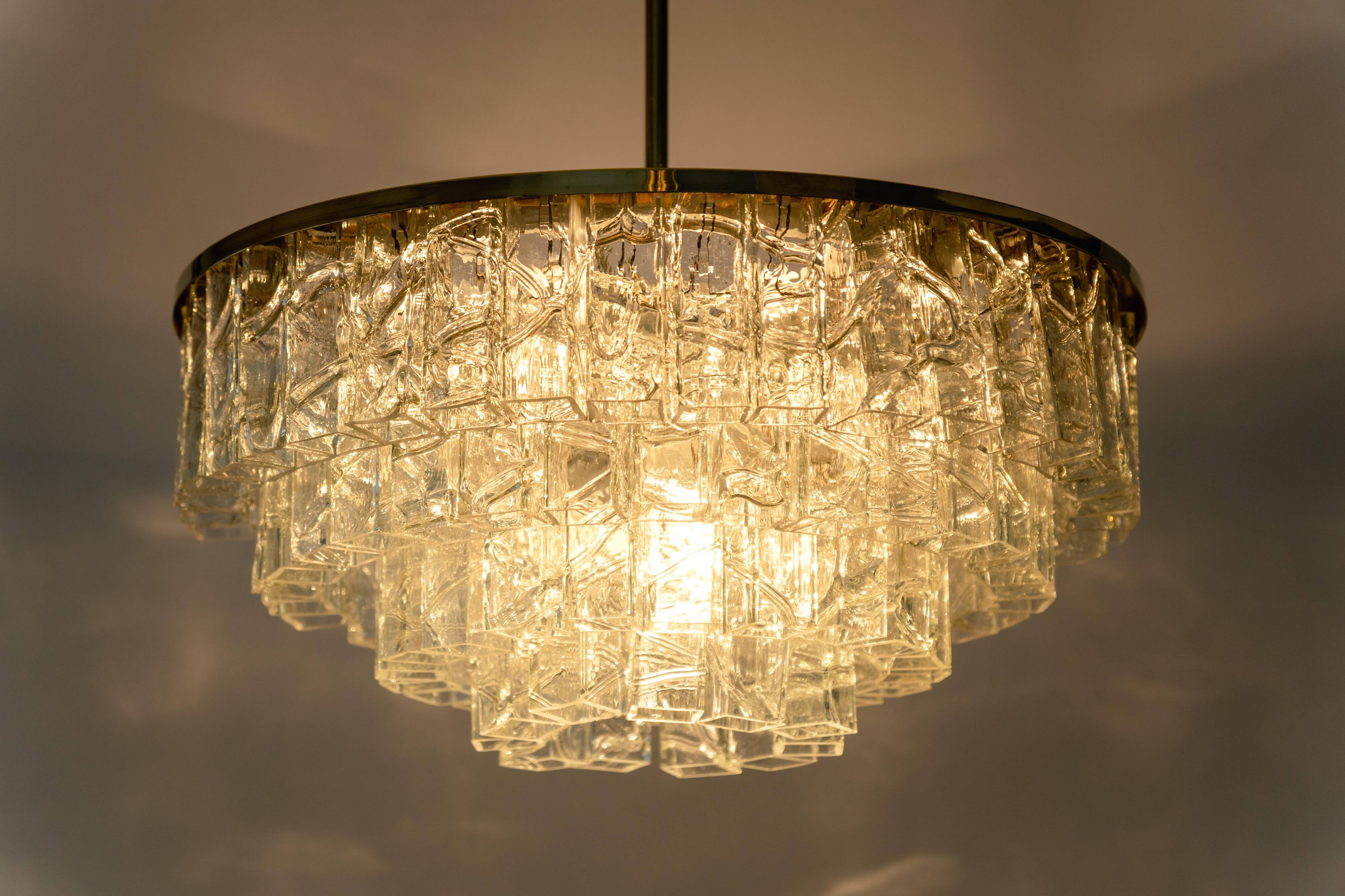 Doria Chandelier Mid-Century Frosted Glass, 1960s, Germany