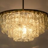 Doria Chandelier Mid-Century Frosted Glass, 1960s, Germany