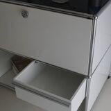 Lot of 3 designer furniture: usm haller white: 1 column with 2 modules.