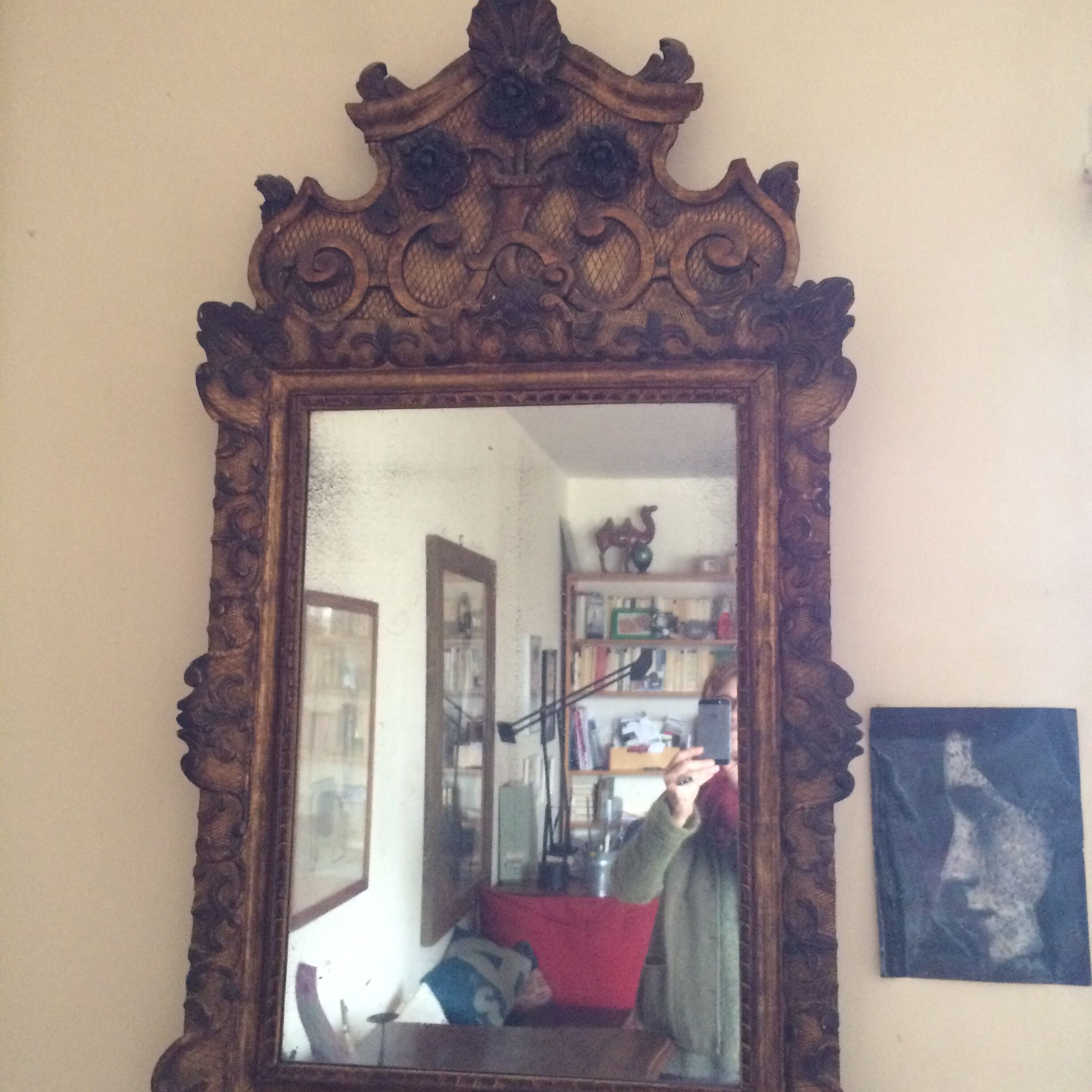 Old moroir in gilded wood 62x112cm