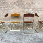 4 folding chairs in Velvet, cinema, gold metal, made in Belgium