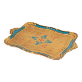 Vintage blue wooden decorative plate, Italy, 1960s