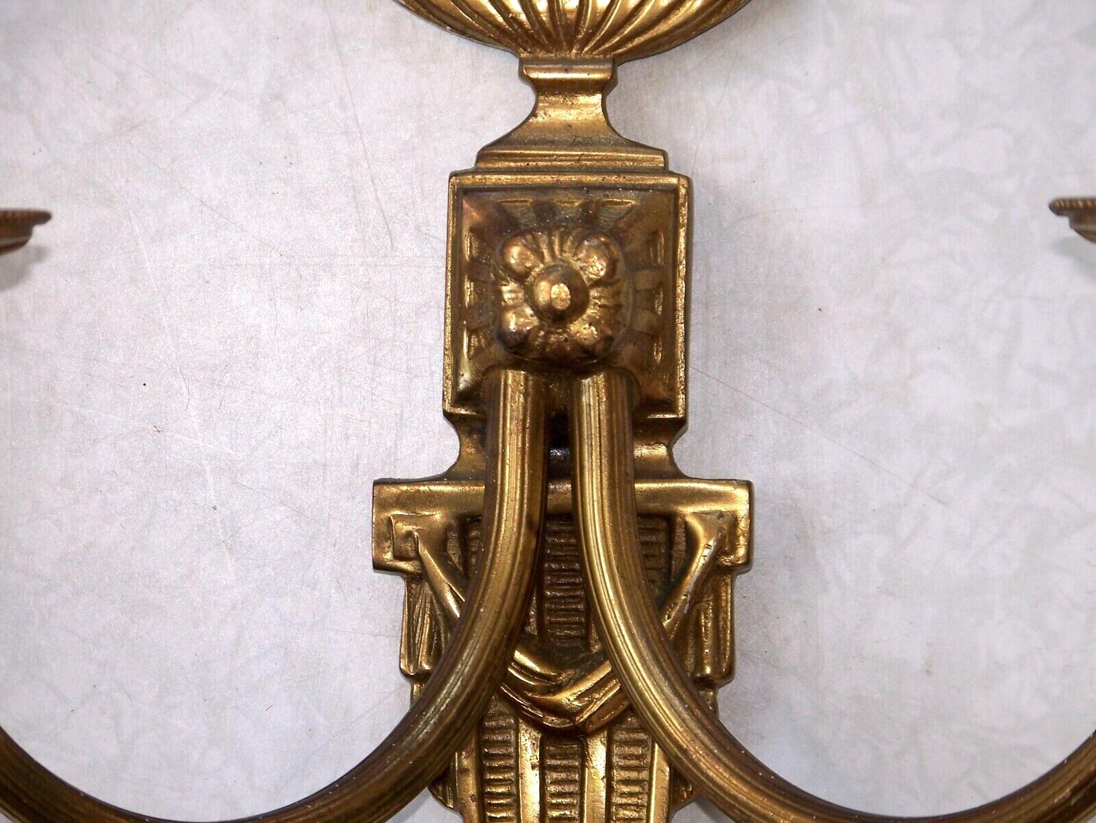 Pair french vintage empire style bronze double wall lights
