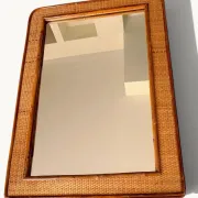1970s Mid-Century Rattan and Pencil Reed Large Mirror, Spain