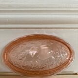 Beurrier coupelle vaches en verre rose France