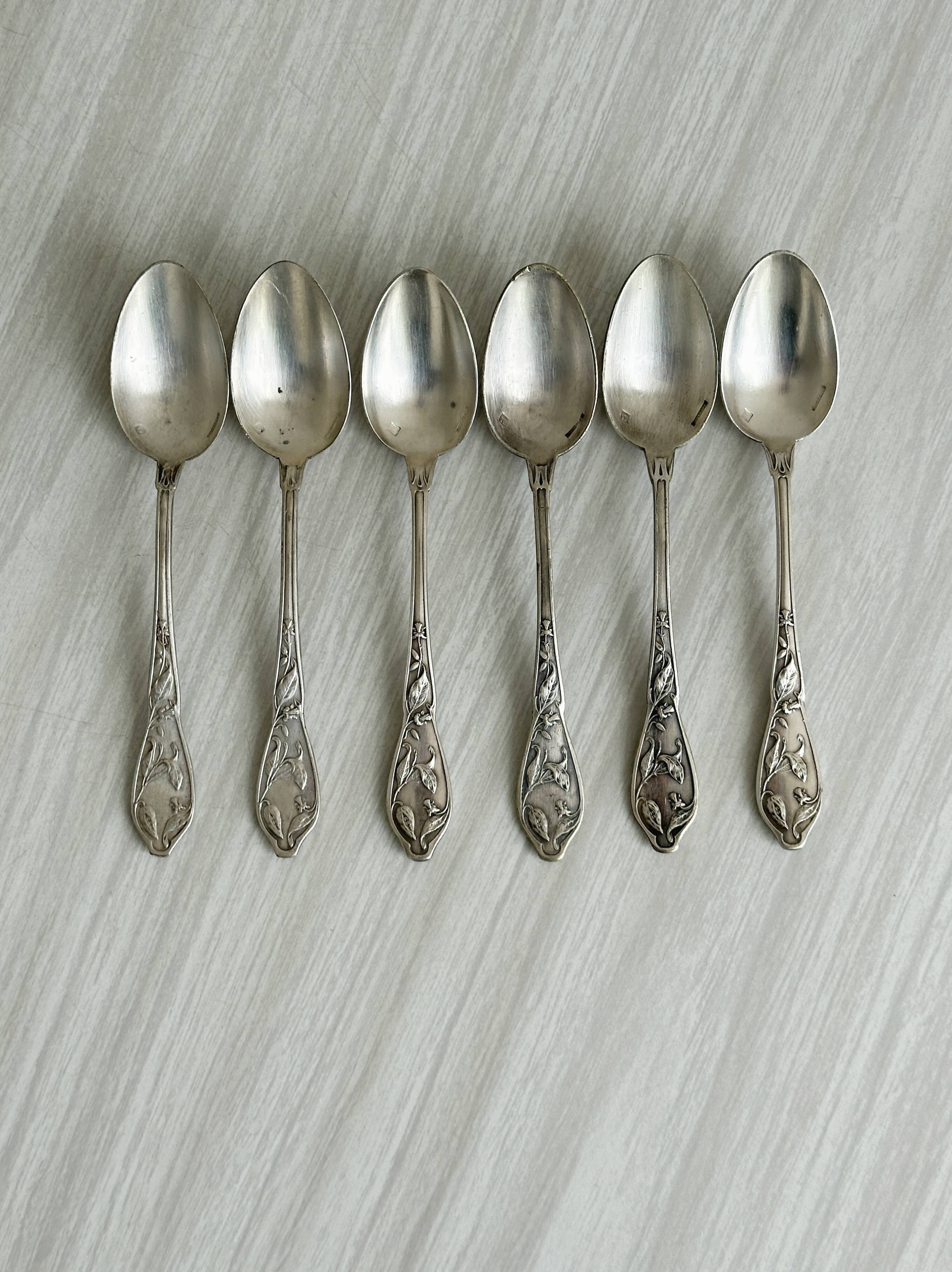 Set of 6 small metal spoons