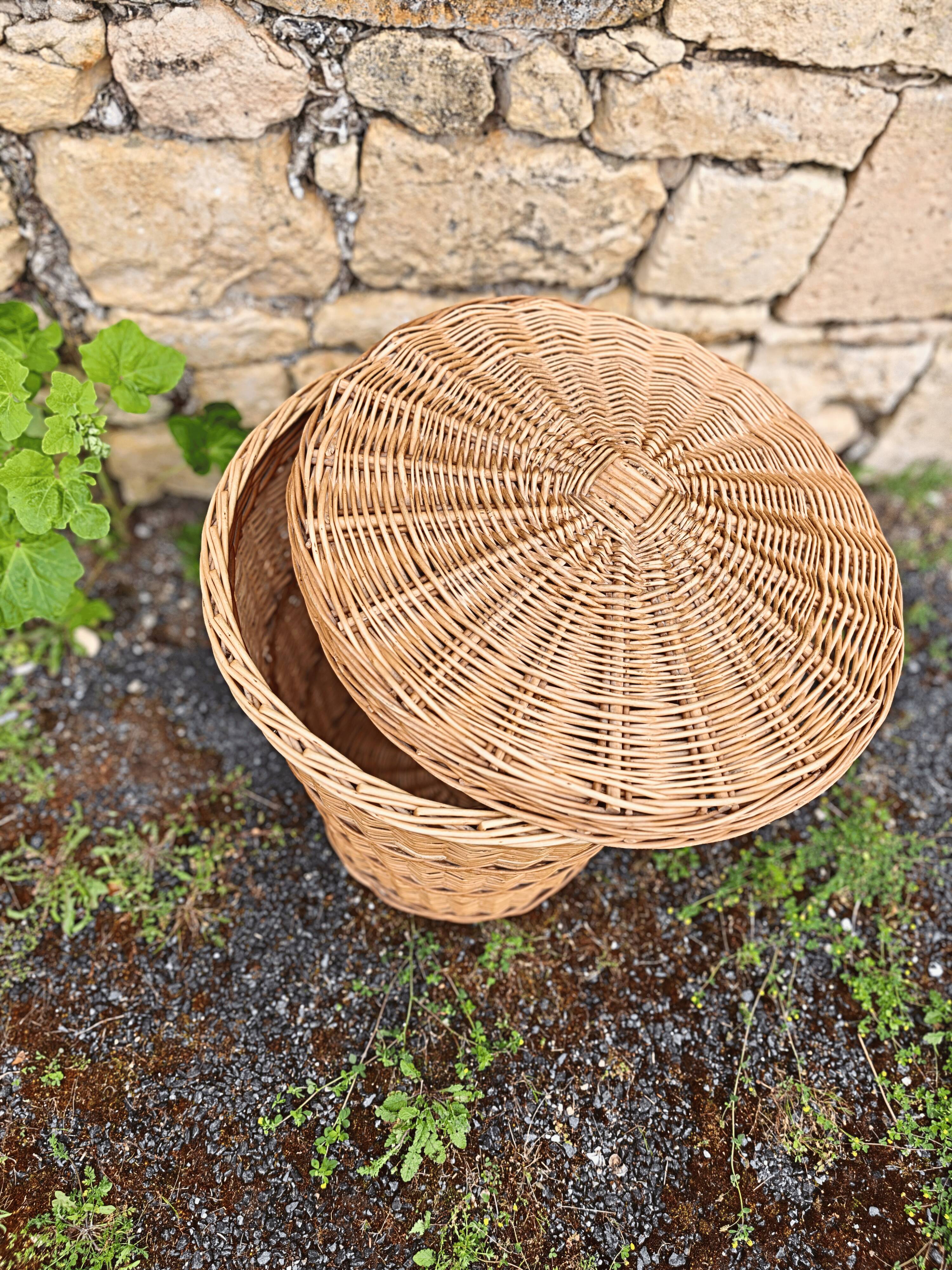 Large Wicker Basket with Lid
