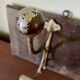 Patinated wood and metal coat rack from the 1950s.