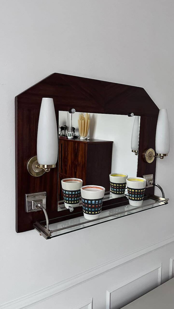 Teak and opaline wall mirrors