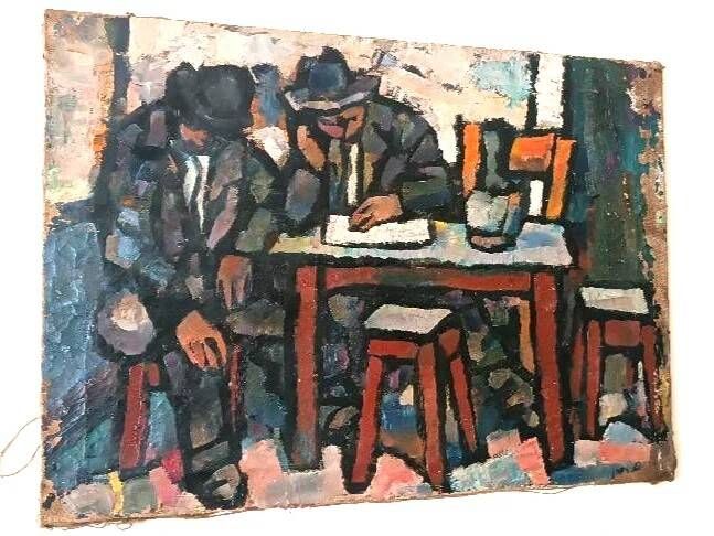 Oil on canvas by Ferruccio Ferri - 1930s - "Sleeping Men" from the Syracus period
