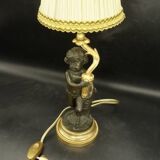 Clodion faun lamp, Louis XVI style, early 1900s - gilded and patinated bronze