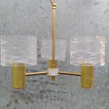 3-light tulip chandelier in gold plexiglass and plastic